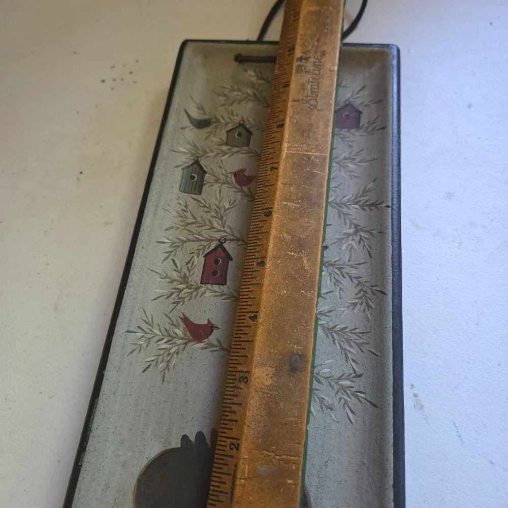 Donna White Birdhouse Birds Hand Painted Wall Hanging Wooden Tray Folk Art Tree